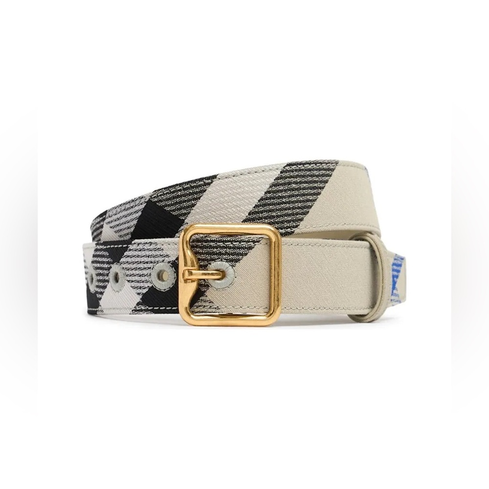 Burberry New Belt Woman Woven Leather tartan-patterned Size Medium  $465